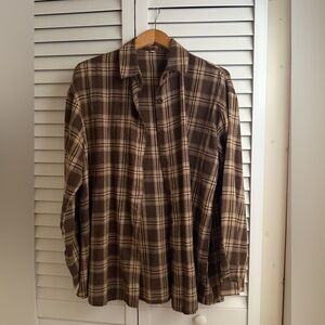 Plaid Brown and Cream Long Sleeve Shirt